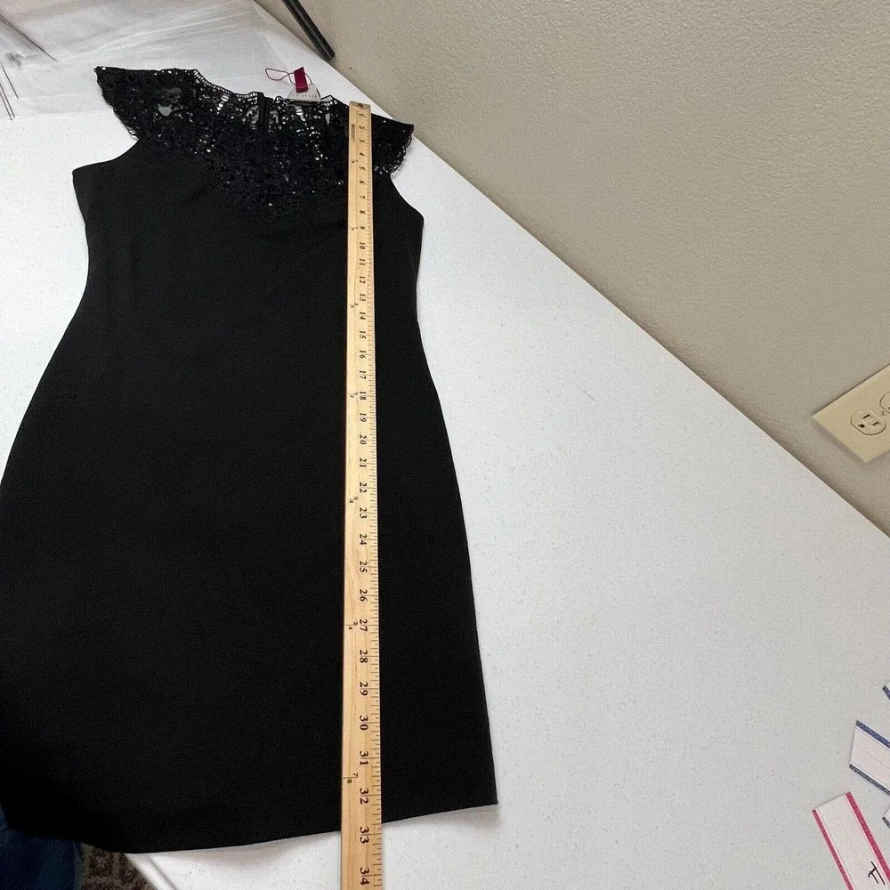 Ted Baker‎ Violina Mini Dress Size Large Black Lace Trim Jersey Sleeveless Party